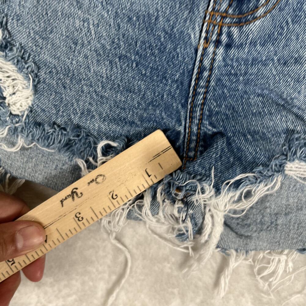 Abercrombie & Fitch Shorts Womens 00 Blue Mom Short High Rise Distressed Cutoff - Picture 2 of 6